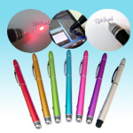 MTP-07 3in1 iPad/iPhone Stylus w/ Red Laser & Ballpoint Pen; colorful barrel; luxury metal multi-function pen