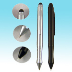 MTP-063-R: 3-in-1 luxery metal touch stylus and pen works for Apple iPad/iPhone/any capacitive touchscreen; PDA/GPS/NDS/any resistive touch screen and ballpoint pen; round ball capacitive stylus