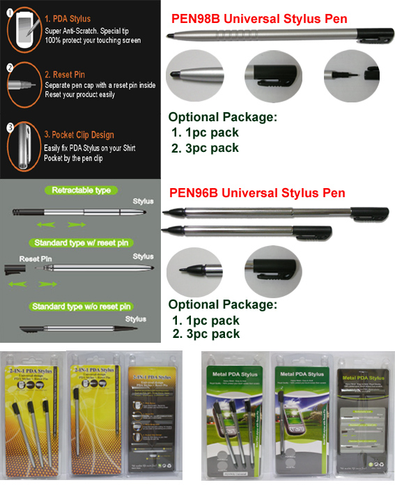 PEN96B / PEN98B- 2 IN 1 Universal PDA Stylus Pen for any product with touch screen