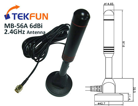 MB-56A: 2.4GHz 6dBi Indoor/outdoor Desktop Omni-directional Antenna with magnetic base