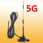 Sub 6GHz 5G 4G LTE Whip Car antenna with magnetic mount. 600~6000MHz omni outdoor antenna 6dBi