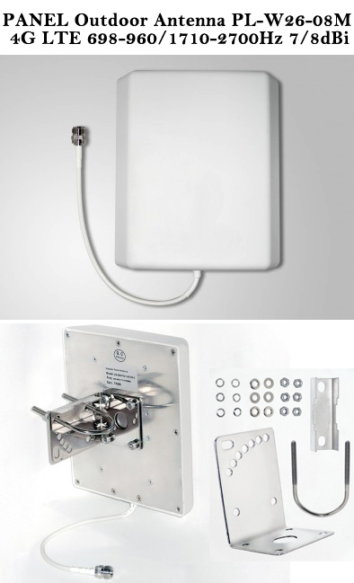698-960/1710-2700MHz Broad band 4G LTE Outdoor Directive Panel Antenna 6.8/8.5dBi (N Female)
