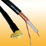 MMCX R/A RF Cable assembly, soldering open end by strip tinned and braiding