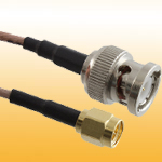 SMA Male to BNC Plug RF Cable assembly with RG174, RG58 or low loss CFD200/RG195. OEM length