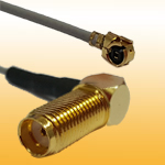 SMA Female Right Angle (R/A) to U.FL-I-PEX(MHF) cable assembly with 0.81mm 1.13mm 1.37mm 1.32mm RG178 RG316 coax cable...etc