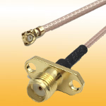 SMA Female 2 hole Flange Mount Panel to iPex MHF U.FL RF cable assembly
