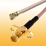 RP-SMA Female 2 hole Flange Mount Panel to iPex MHF U.FL RF cable assembly