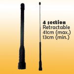 VHF/UHF 144/430MHz Retractable Tensile SMA Handheld Antenna. 130-410mm